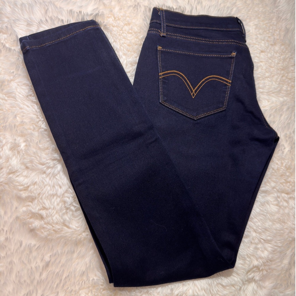 Levis 524 Skinny Jeans Womens 7 Dark Indigo Blue Low Rise Denim Pants - Picture 5 of 8